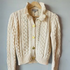 J. Crew Women's Ivory Cable Knit Cardigan